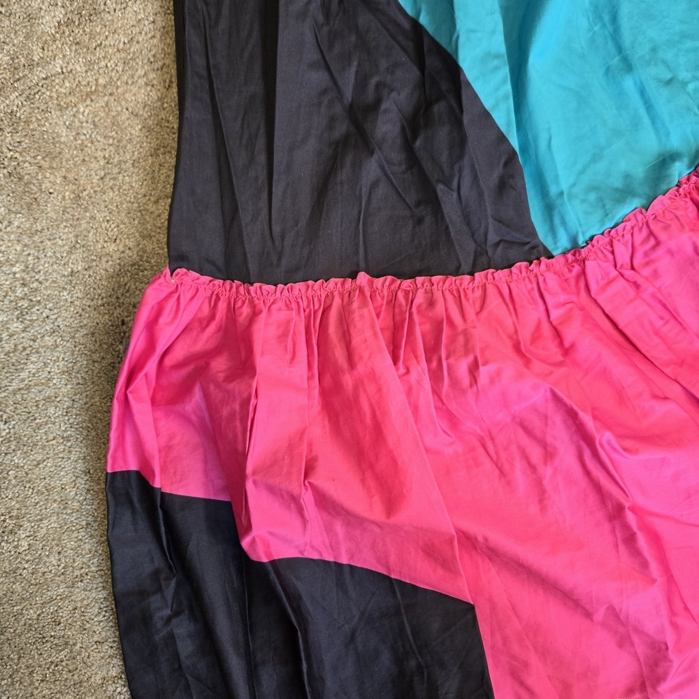 Anthropologie Flounced Cut-Out Maxi Dress size 2 Petite Colorblock 80s Tiered - Picture 7 of 7